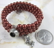 Copper glass bead "I heart my cat" memory wire bracelet