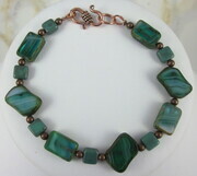 Emerald Czech glass copper bracelet