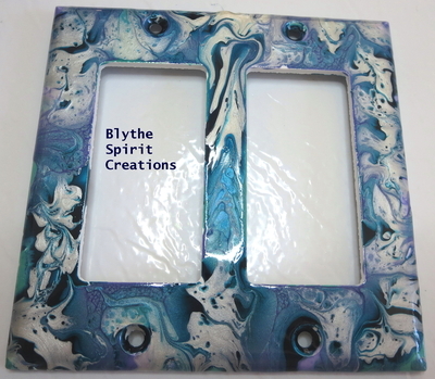 Marine, turquoise, and pearl two-hole modern lightswitch cover