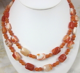 Orange Botswana and orange calcite double strand necklace