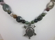 Pewter sea turtle ocean jasper honu necklace