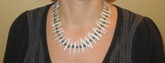 White freshwater pearl necklace with black peacock pearl spacers